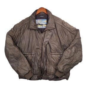 Vintage 80s Members Only Bomber Leather Jacket AOP Elephant Print Size 46